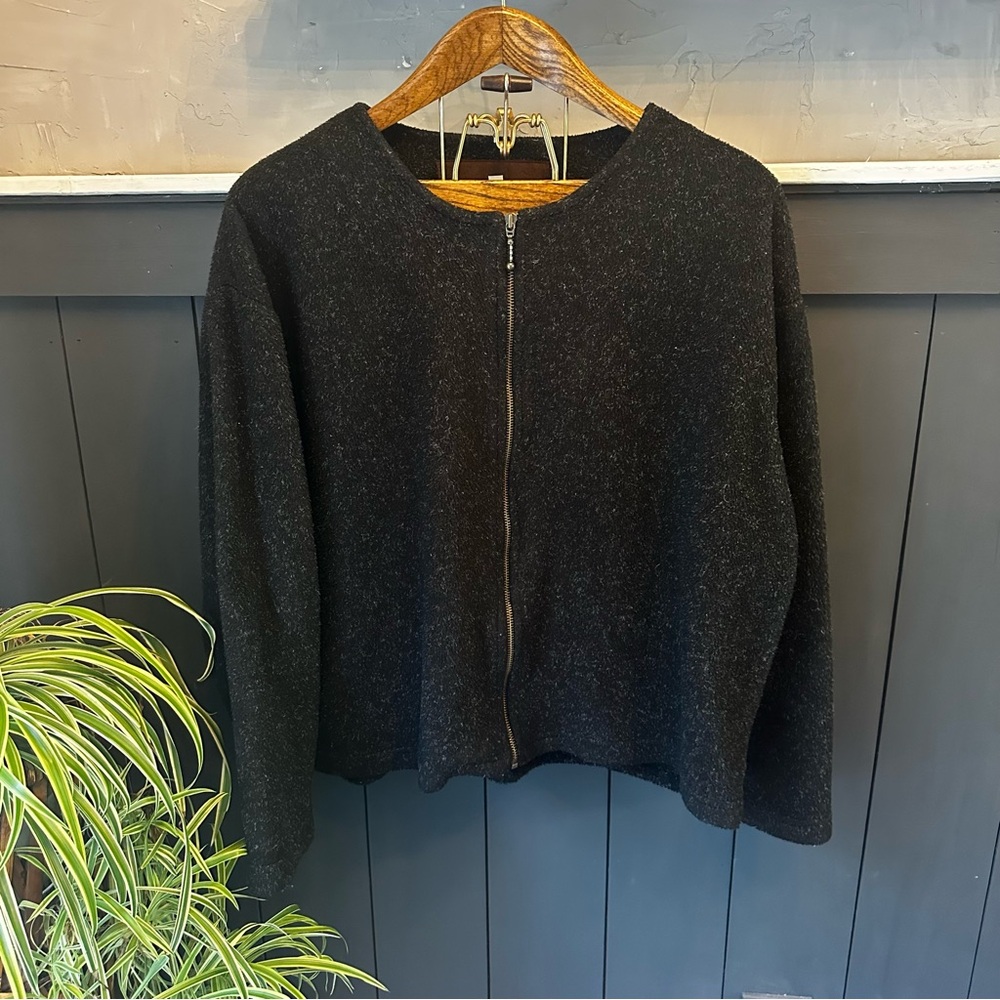 Dakini Marled Black Zip-Up Women's Fleece Jacket size XL